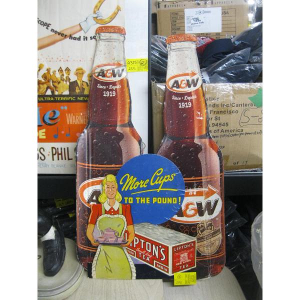 LIPTONS TEA ADVERTISING SIGN & 2 A&W ADVERTISING SIGNS