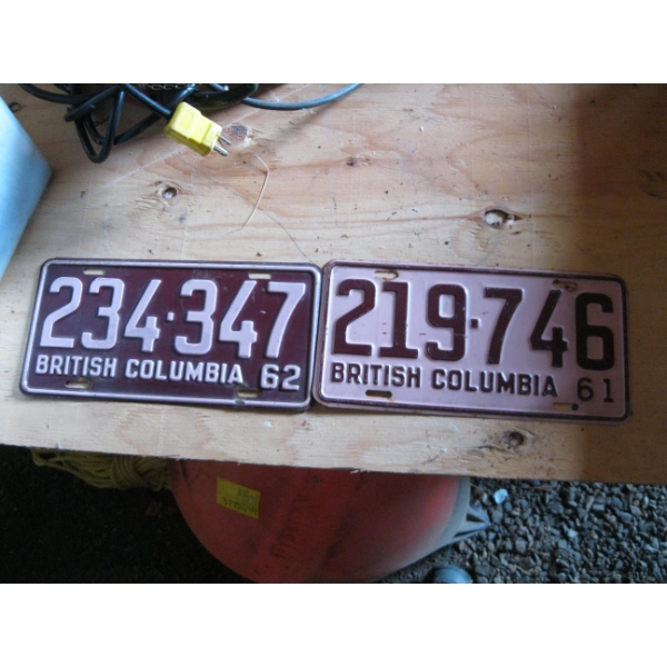 1962 & 1961 BC LICENCE PLATES