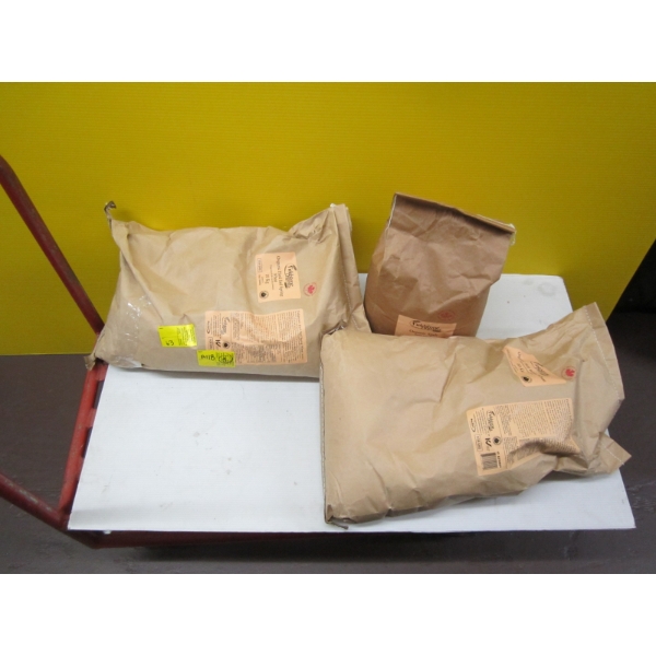 3 BAGS OF ORGANIC FIELDSTONE WHEAT KERNELS - 1 HARD SPRING RED WHEAT. 1 SOFT WHITE WHEAT, 1 SPELT