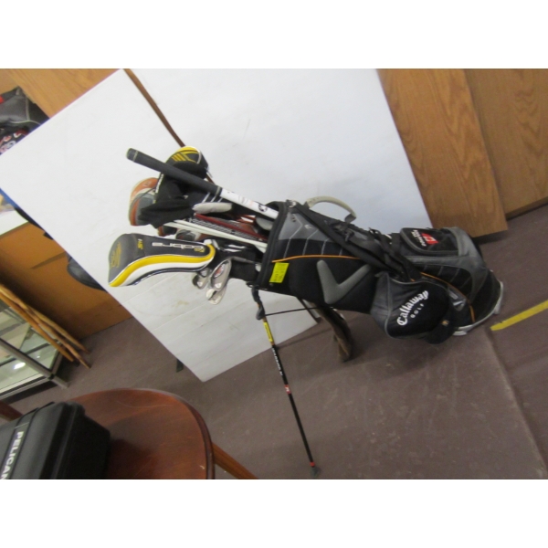 GOLF BAG W/PING GOLF CLUBS & MISC. ITEMS