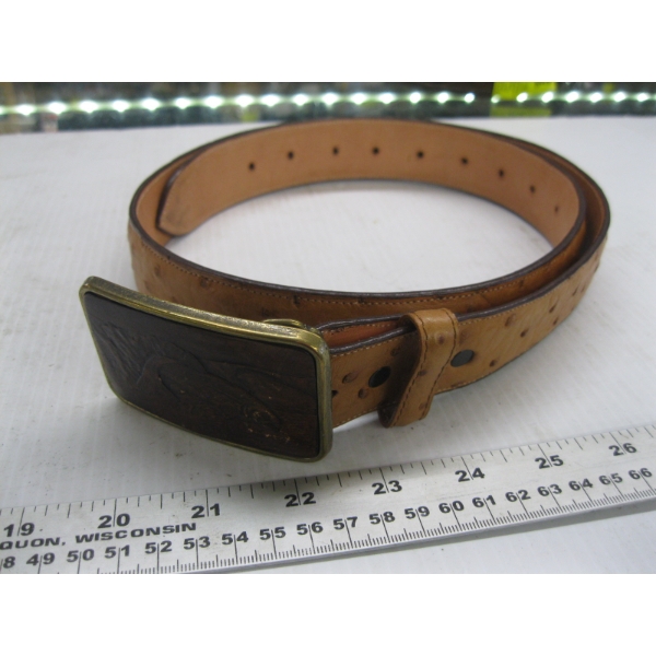 OSTRICH LEATHER BELT W/BUCKLE