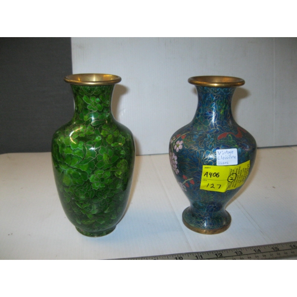 2 CLOISONNE VASES