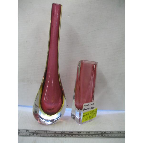 2 MURANO SOMMERSO VASES