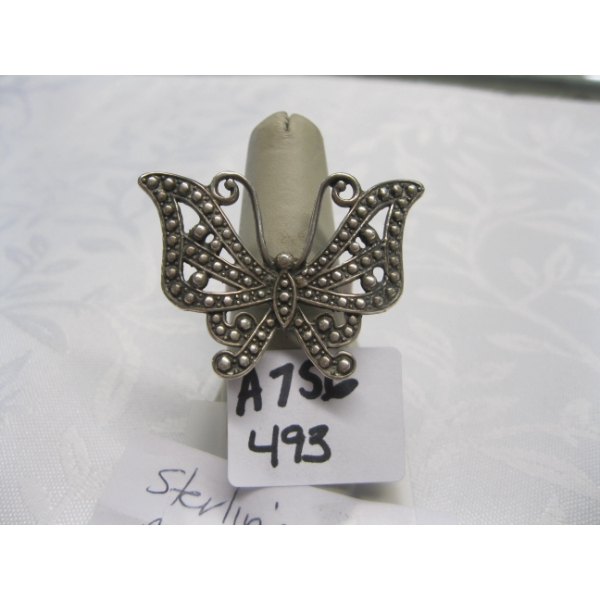STERLING SILVER BUTTERFLY RING, 11.8G, SZ 7