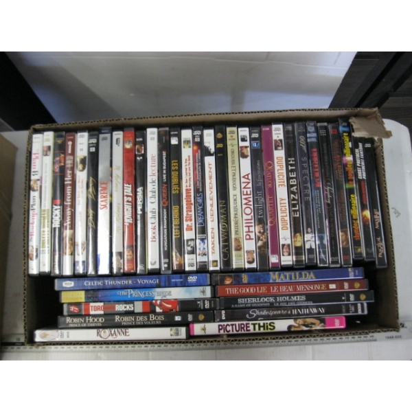 2 BOXES OF DVDs