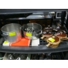 Image 1 : POTS, PANS, ONION SOUP BOWLS IN WICKER BASKETS, ETC.
