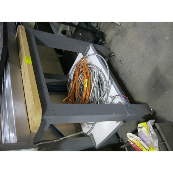 WOODEN HEAVY DUTY TABLE ON CASTORS