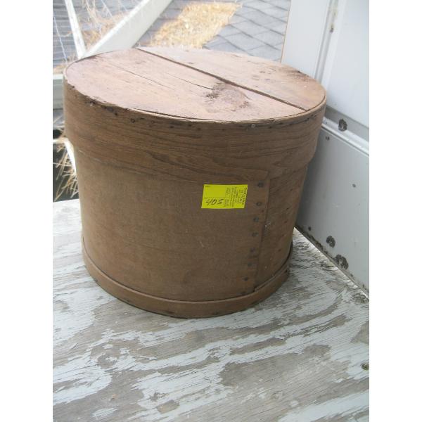 ROUND WOODEN BOX W/LID STAMPED VERNON, BC