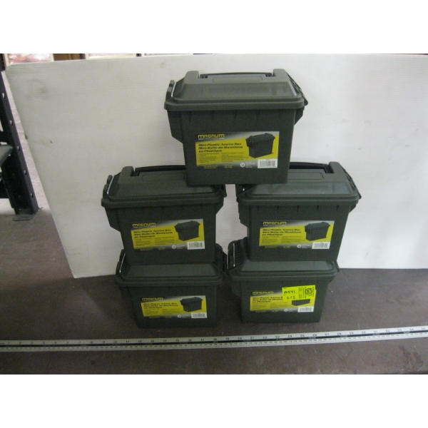 5 MINI PLASTIC AMMO BOXES