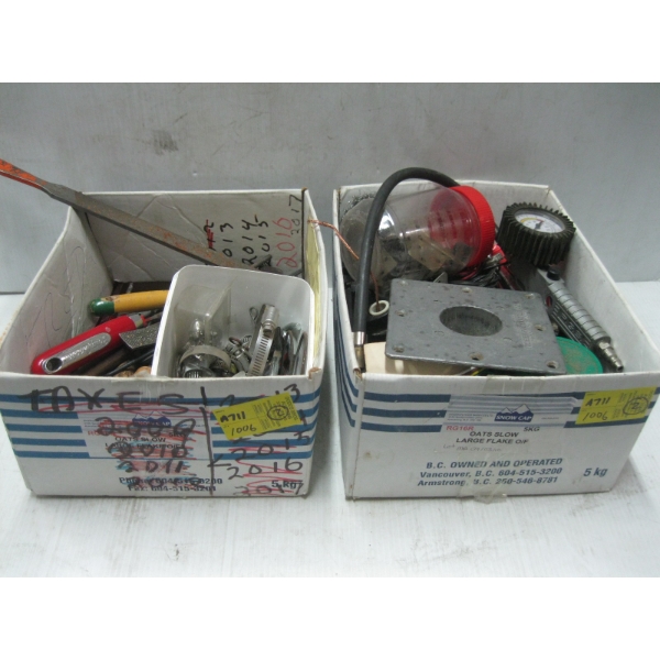 2 SM. BOXES OF MISC. TOOLS, TRAILER WIRE, ETC.