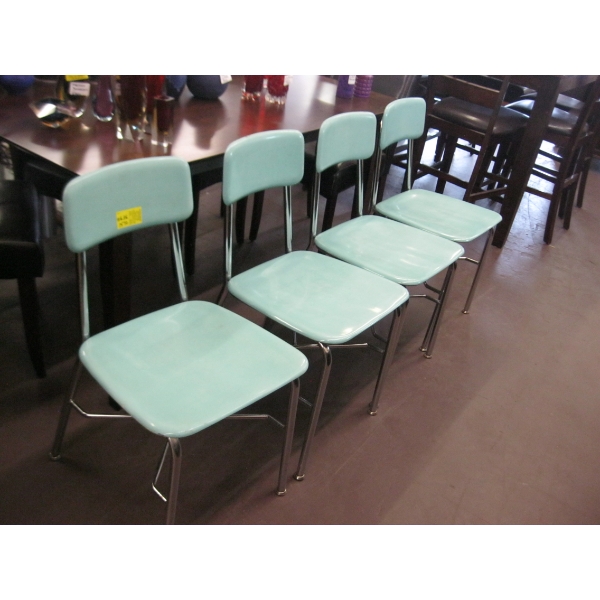 4 VINTAGE LIGHT BLUE CHAIRS