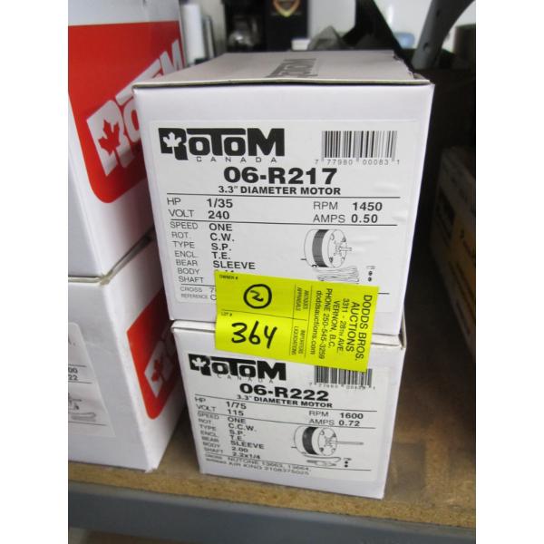 2 ROTOM 3.3" DIAMETER MOTORS, 1/75HP, 115V & 240V