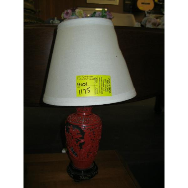 VINTAGE CINNABAR LAMP
