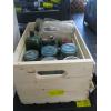 Image 1 : WOOD CASE W/MISC. COLLECTABLE BOTTLES, CANNING JARS, ETC.