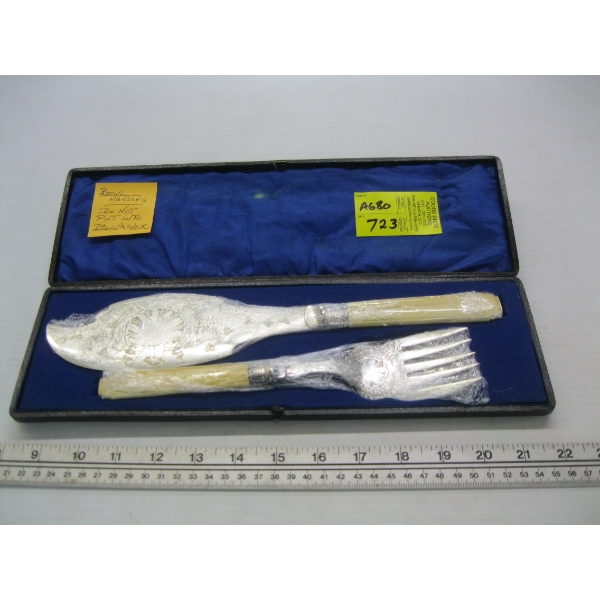 BONE HANDLED FISH CARVING SET