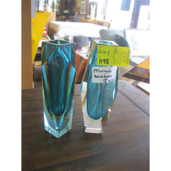 2 MCM MURANO SOMMERSO VASES