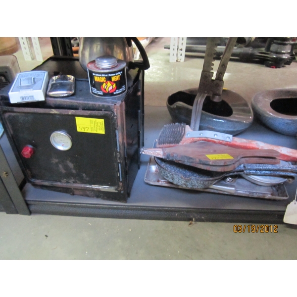MISC. COLEMAN OVEN, POCKET WARMER, BILLOWS, ETC.
