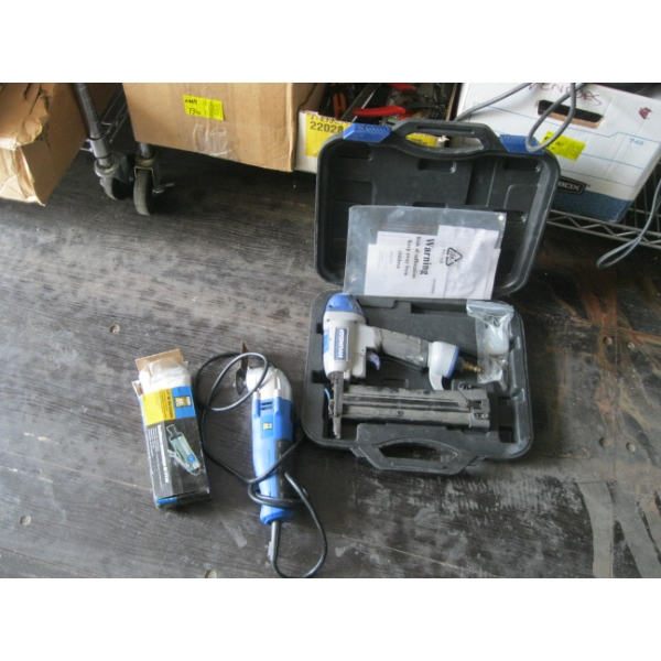 POWERFIST MULTI PURPOSE OSCILLATING TOOL, 1 1/4" DIE GRINDER, HYUNDAI BRAD NAILER
