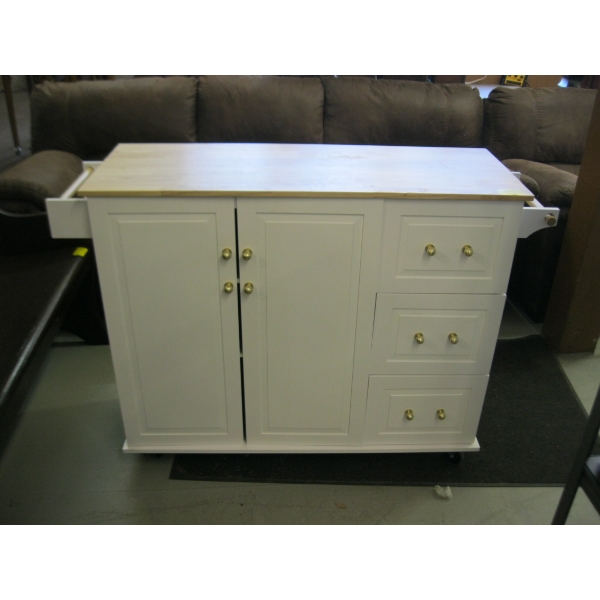 ROLLING DROPLEAF KITCHEN ISLAND W/DRAWERS