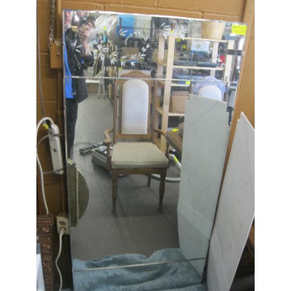 LG. BEVEL EDGE MIRROR W/ETCHING ON EACH END