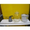 Image 1 : GLASS WATER DISPENSER, ENAMEL PAIL & METAL WATERER