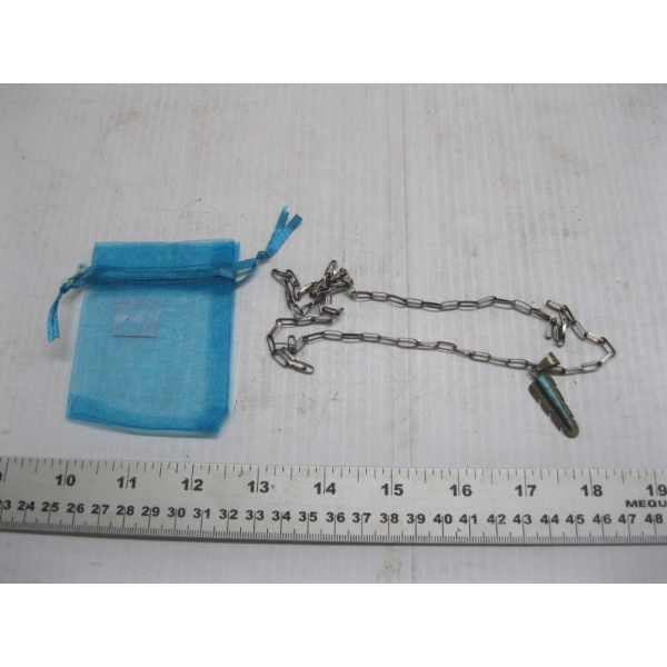 HANDMADE NAVAJO FEATHER PENDANT W/TURQUOISE & W/CHAIN, YAZZIE