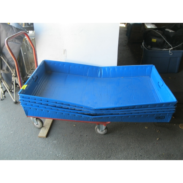 4 LG. HANDLED ULINE BLUE TRAYS - 48X30X6"