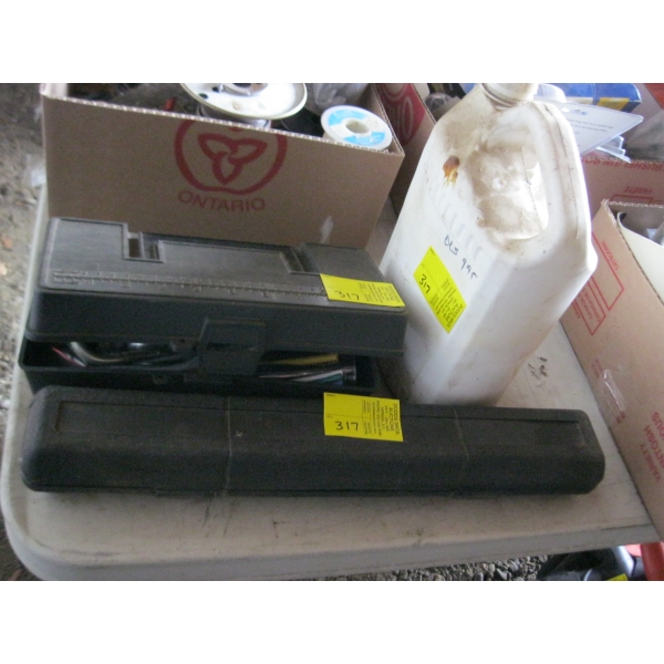 TORQUE WRENCH, CONTAINER OF MISC. ELECTRICAL, ETC.