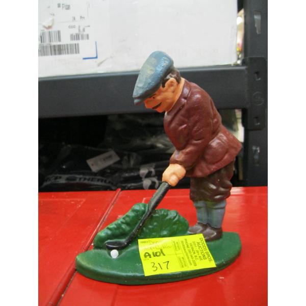 CAST IRON GOLFER DOOR STOP