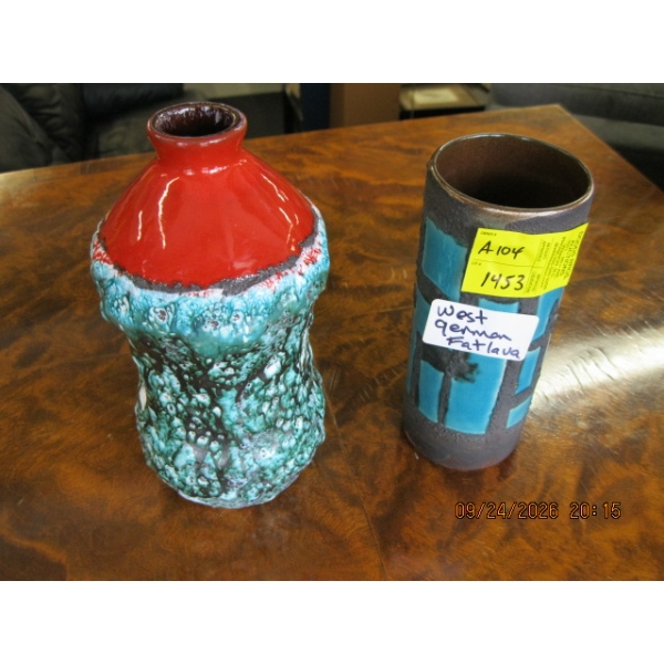 2 WEST GERMAN FAT LAVA MCM VASES