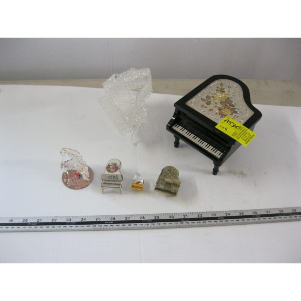 COLLECTION OF 6 DECORATIVE PIANO ORNAMENTS