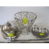 Image 1 : SILVER PLATED PLATTER COVER, MCM METAL BASKET, PEROGY CUTTER, ETC.