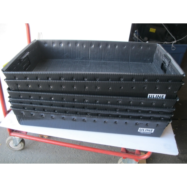 6 BLACK ULINE TUBS W/HANDLES - 31X19X6"