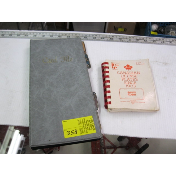 CANADIAN LICENCE PLATE BOOK & CARD FILE W/SM. LICENCE PLATES