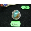 Image 1 : SILVER & TURQUOISE RING, SZ 8