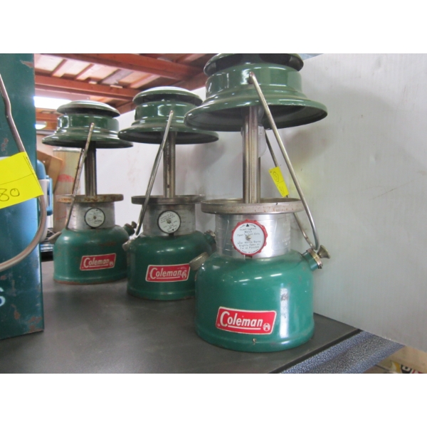 3 COLEMAN MODEL 335 GAS LANTERNS - NON GLASS