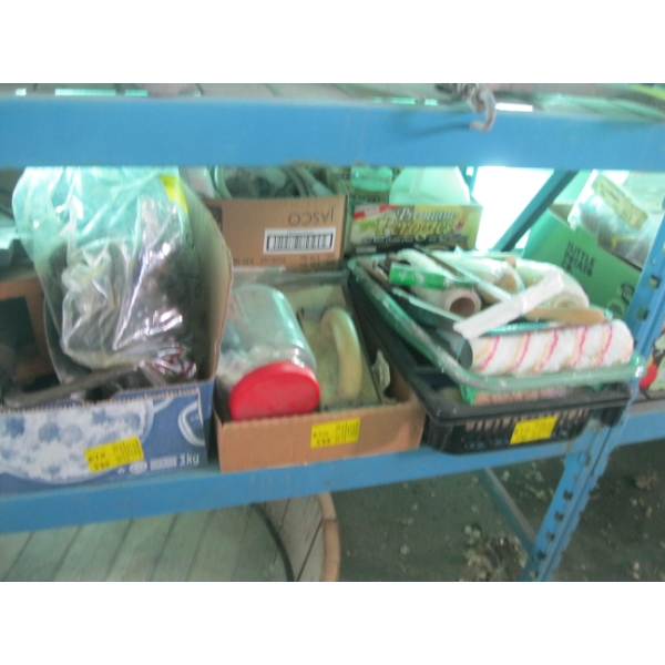MISC. TROWELS, INNER TUBE, PAINTING SUPPLIES, ETC.
