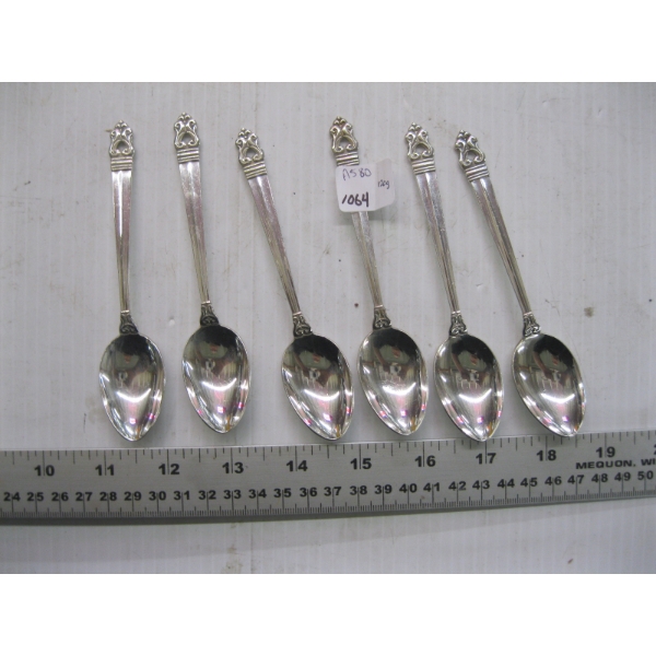 6 STERLING SILVER TEASPOONS, APPROX. 120G