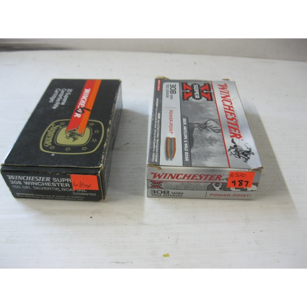 2 BOXES OF .308WIN CARTRIDGES - 1 BOX ONLY HAS 6