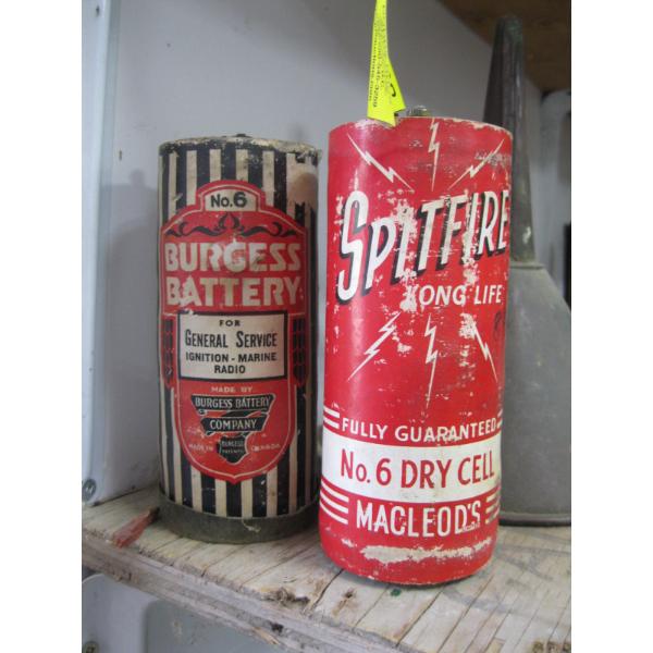 2 VINTAGE DRYCELL BATTERIES - SPITFIRE & BURGESS