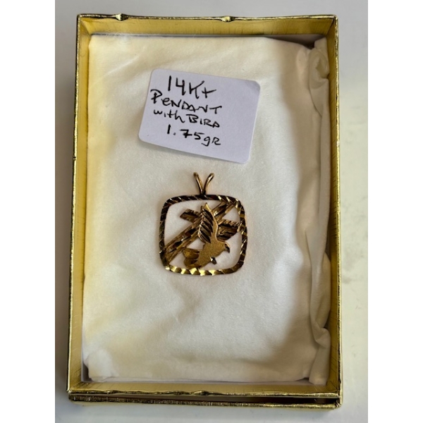 14KT PENDANT W/BIRD, 1.75G