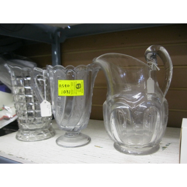 3 GLASS PITCHERS
