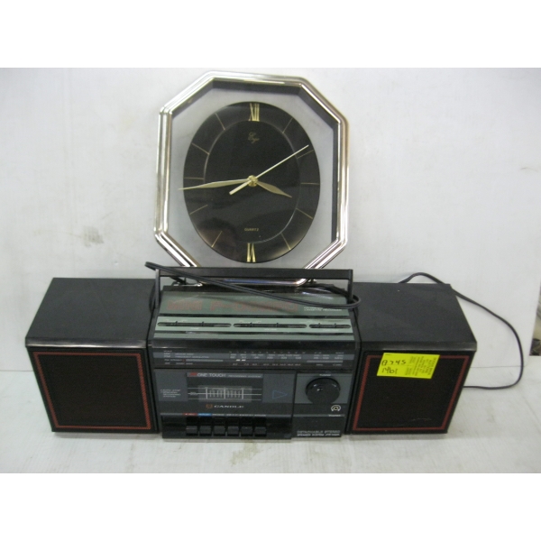 SM. BLACK STEREO W/WALL CLOCK