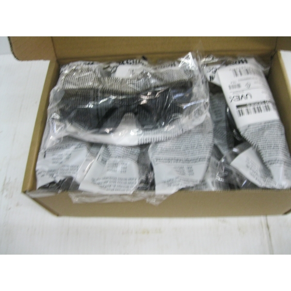 CASE OF 10 NEW SAFETY GLASSES, GREY TEMPLES, GREY LENS