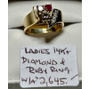 Image 1 : LADIES 14KT DIAMOND & RUBY RING W/A $2,645, SZ 6