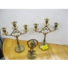 Image 1 : 2 BRASS CANDLESTICKS & A BRASS BELL