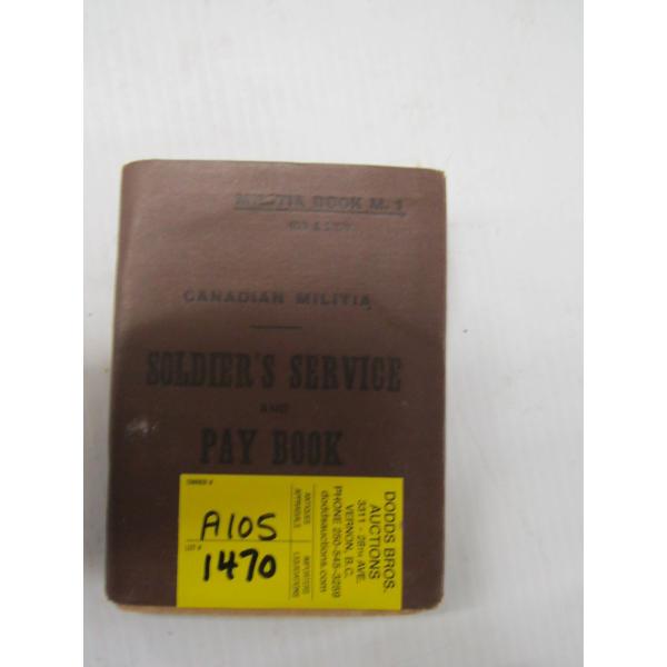 CANADIAN MILITIA SOLDIER SERVICE & PAY BOOK