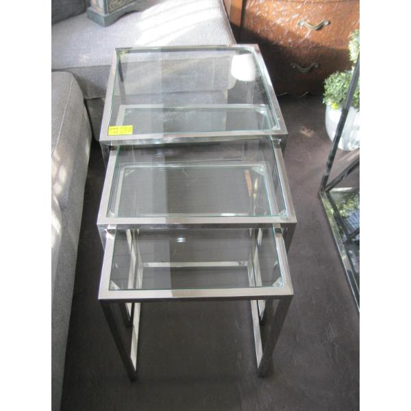 SET OF GLASS & CHROME NESTING TABLES