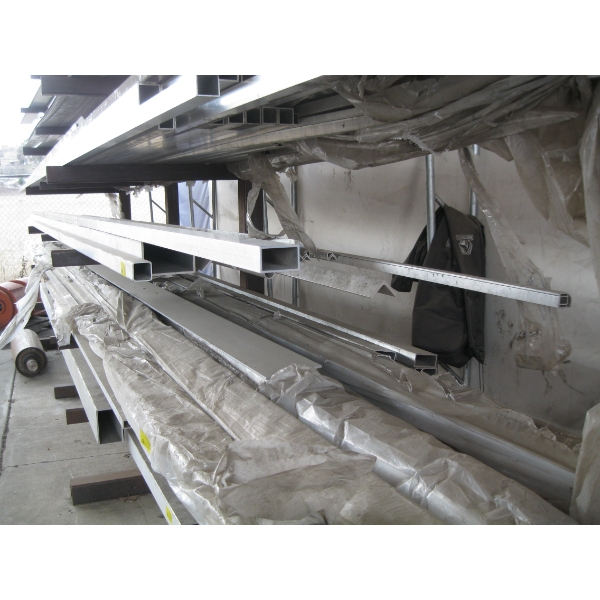 SHELF OF ALUMINUM TUBING, PIPING, ANGLE, ETC.