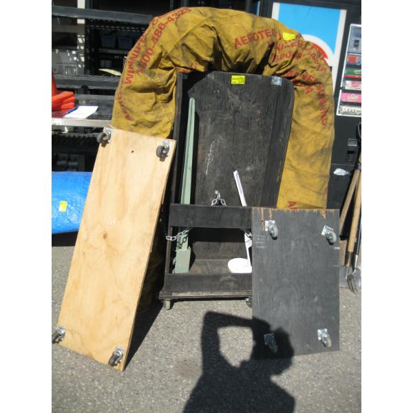 VENTILATION TUBE & A BIN W/MISC. ITEMS ON ROLLING DOLLY